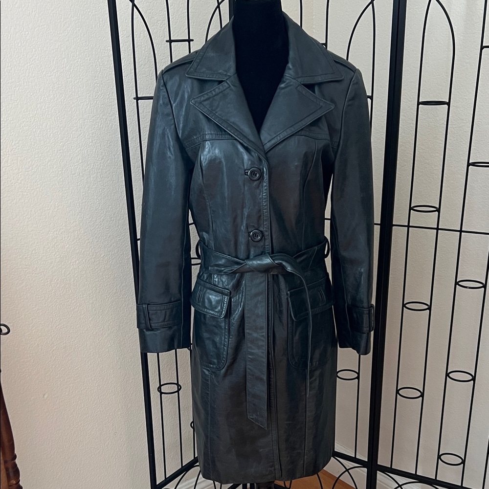 Vintage Oscar Leopold Genuine Leather Trench Coat